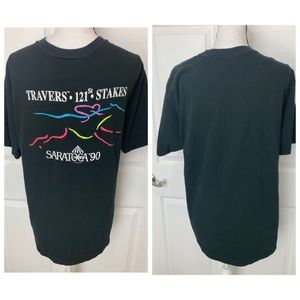 SARATOGA Vintage 80’s Shirt XL Horse Racing Track